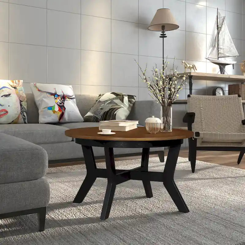Round Coffee Table, Stylish Accent Table, Perfect for Drinks, Books & Home Decor Display