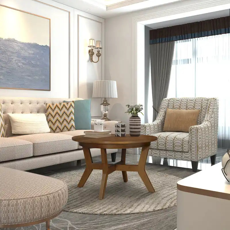 Round Coffee Table, Stylish Accent Table, Perfect for Drinks, Books & Home Decor Display