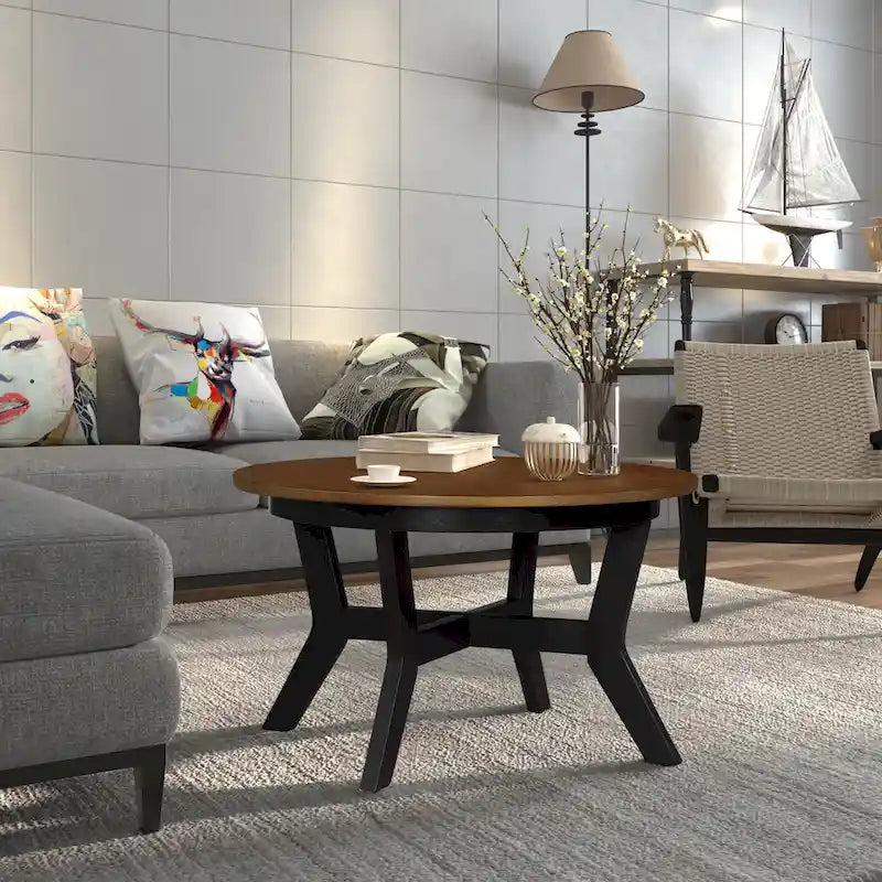 Round Coffee Table, Stylish Accent Table, Perfect for Drinks, Books & Home Decor Display