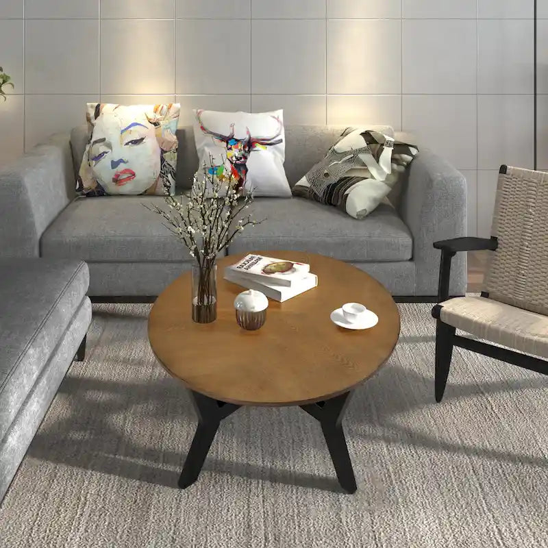 Round Coffee Table, Stylish Accent Table, Perfect for Drinks, Books & Home Decor Display