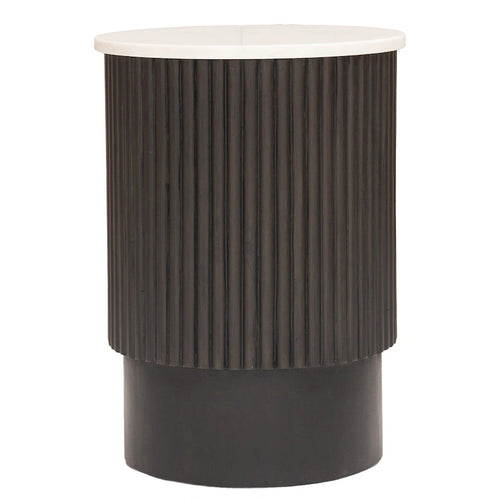 25 Black And White Solid Wood End Table