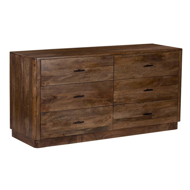 Cassettiera a 6 cassetti in legno di mango, finitura noce, 60