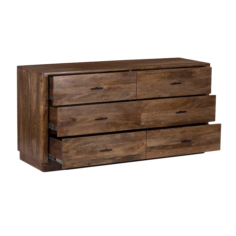 Cassettiera a 6 cassetti in legno di mango, finitura noce, 60