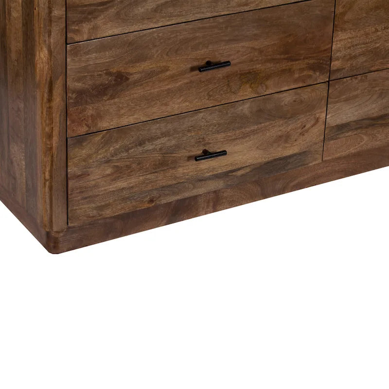 Cassettiera a 6 cassetti in legno di mango, finitura noce, 60