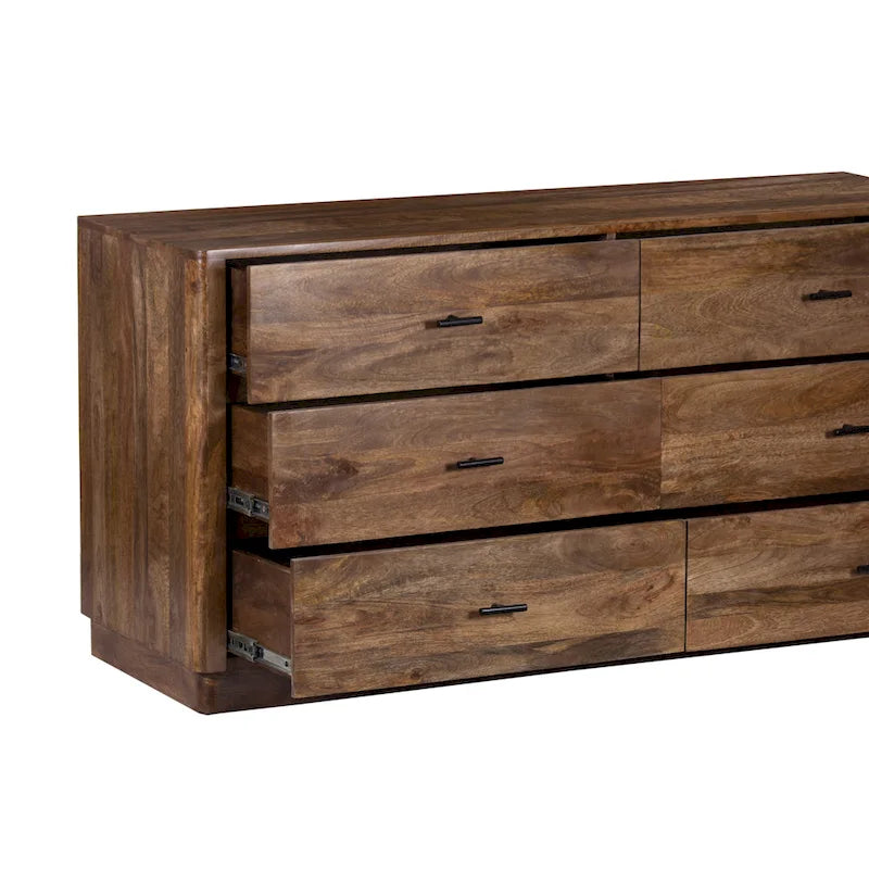 Cassettiera a 6 cassetti in legno di mango, finitura noce, 60