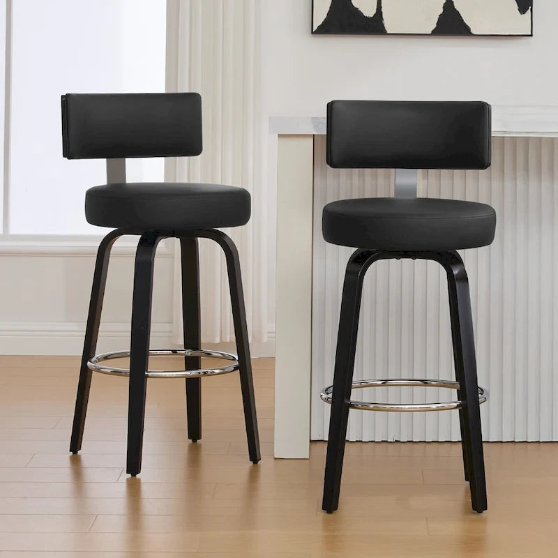 Sgabelli girevoli imbottiti da bancone/bar con gambe in legno