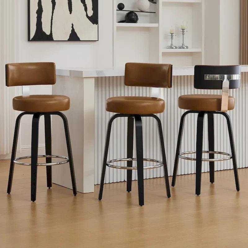 Sgabelli girevoli imbottiti da bancone/bar con gambe in legno