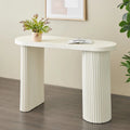 Metal Handmade Oval Console Table with Ribbed Legs - White