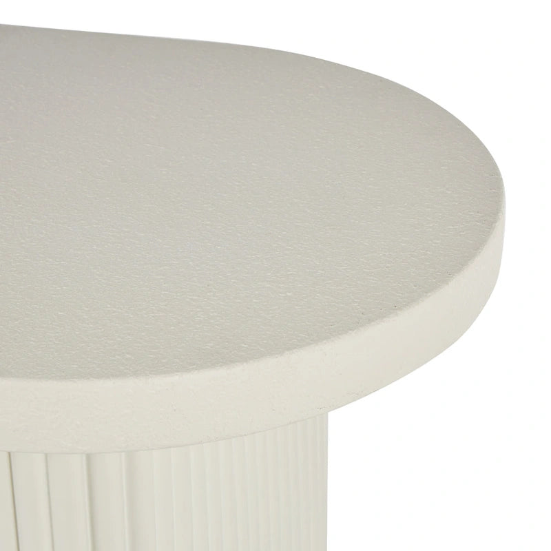 Metal Handmade Oval Console Table with Ribbed Legs - White