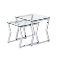 Contemporary 20-inch Glass Top 2-Piece Nesting Tables Set