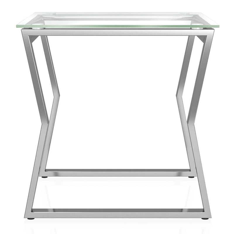 Contemporary 20-inch Glass Top 2-Piece Nesting Tables Set