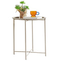 Folding Round TV Tray Table, Small Round Steel Side Table, No Assembly Required - 18.5 x 18.5 x 19.7 in