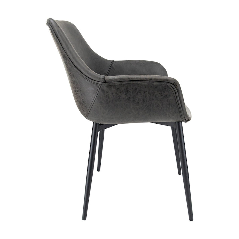 Poltroncina da pranzo con gambe in metallo, set da 2 - verde oliva - 24.5Dx25.2Wx33H