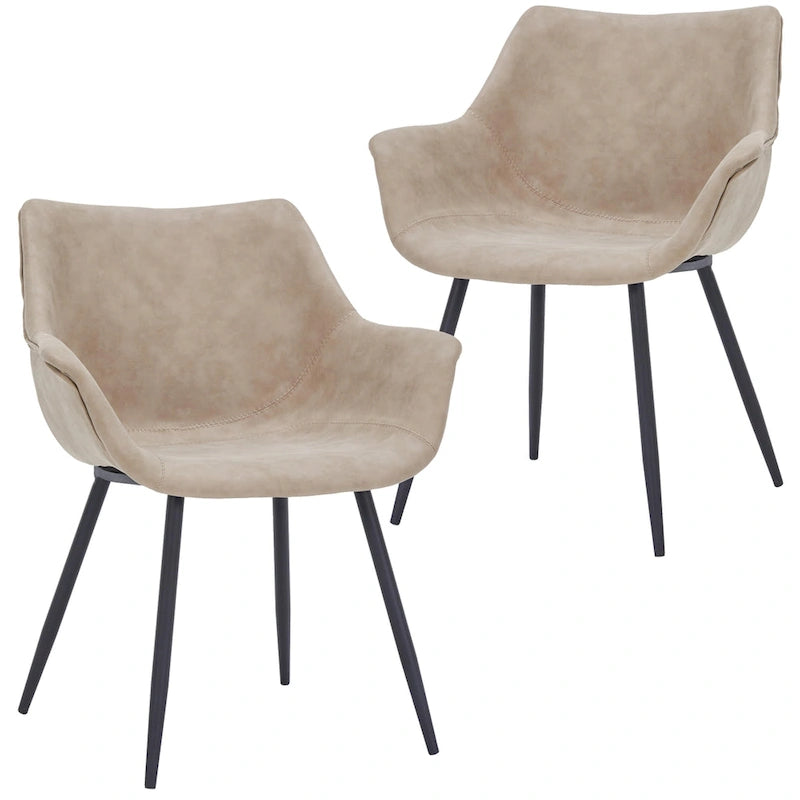 Poltroncina da pranzo con gambe in metallo, set da 2 - verde oliva - 24.5Dx25.2Wx33H