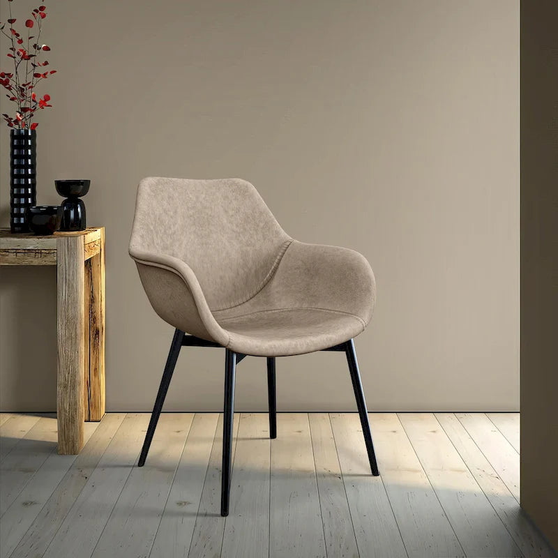 Poltroncina da pranzo con gambe in metallo, set da 2 - verde oliva - 24.5Dx25.2Wx33H