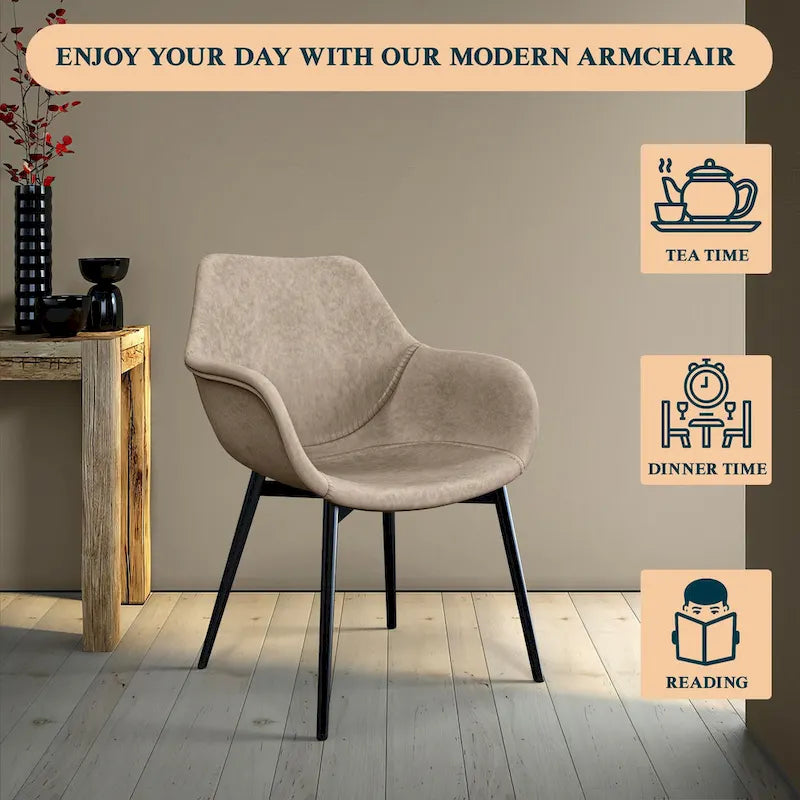 Poltroncina da pranzo con gambe in metallo, set da 2 - verde oliva - 24.5Dx25.2Wx33H