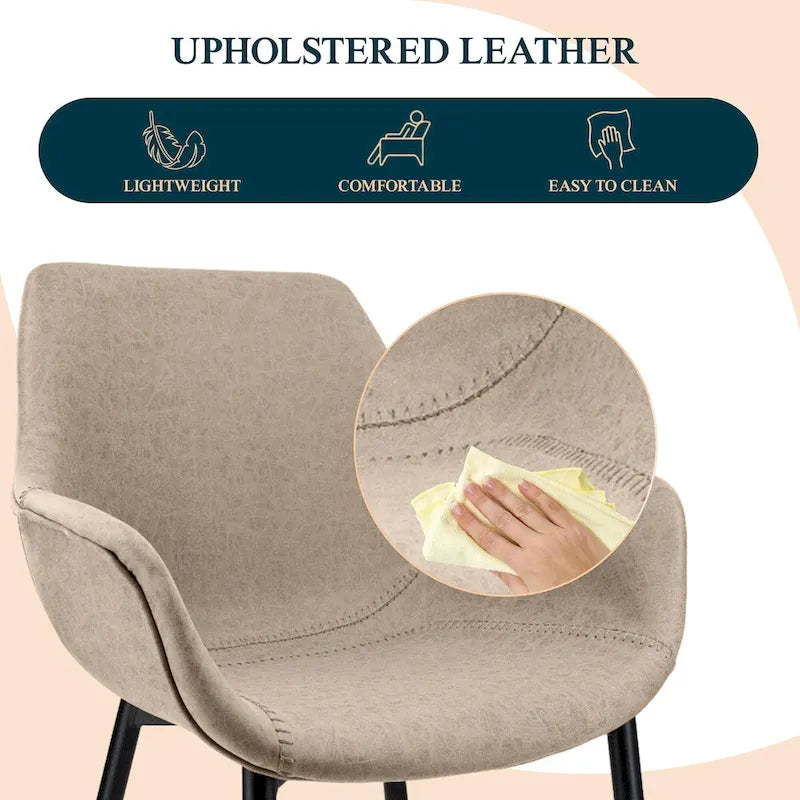 Poltroncina da pranzo con gambe in metallo, set da 2 - verde oliva - 24.5Dx25.2Wx33H