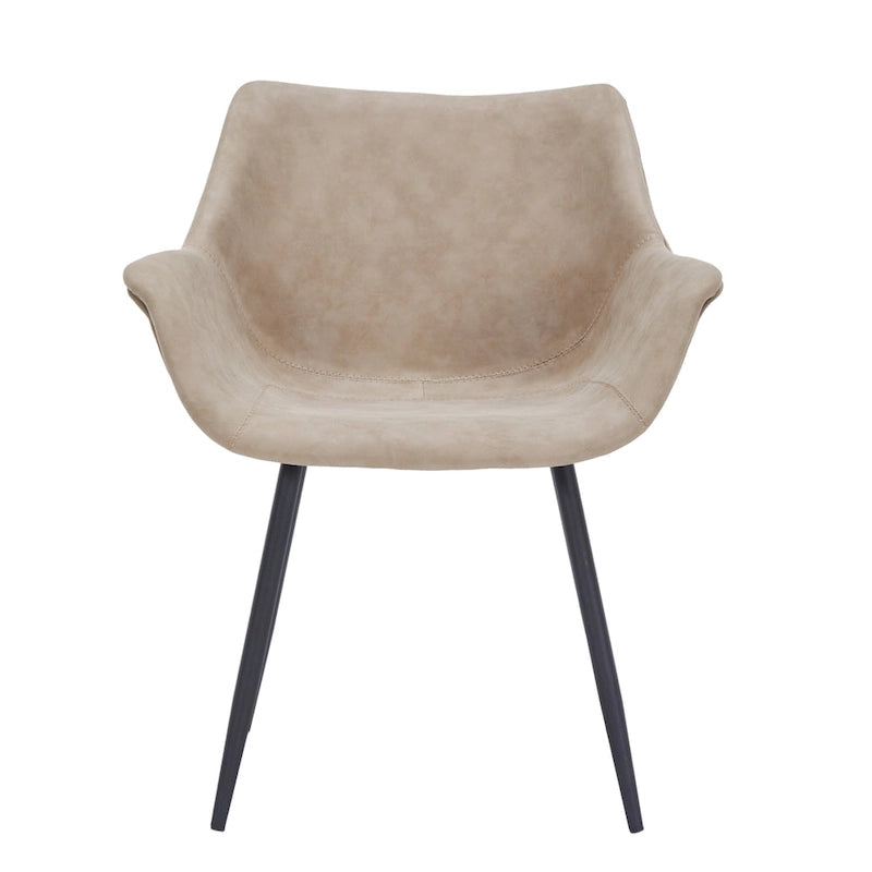 Poltroncina da pranzo con gambe in metallo, set da 2 - verde oliva - 24.5Dx25.2Wx33H