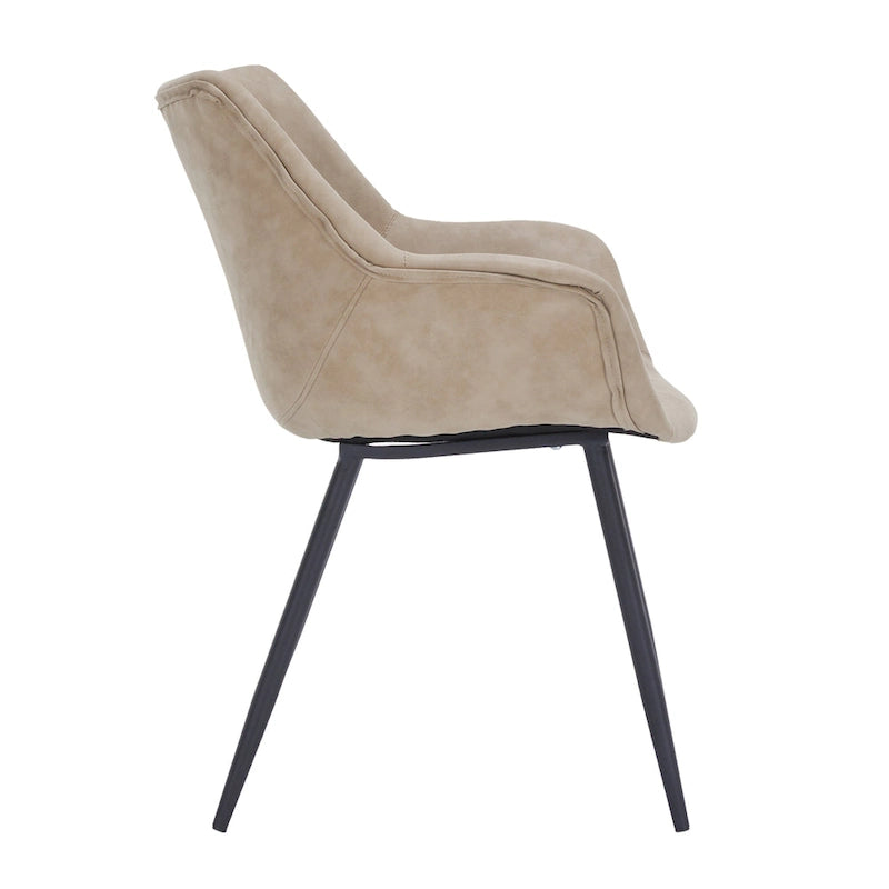 Poltroncina da pranzo con gambe in metallo, set da 2 - verde oliva - 24.5Dx25.2Wx33H