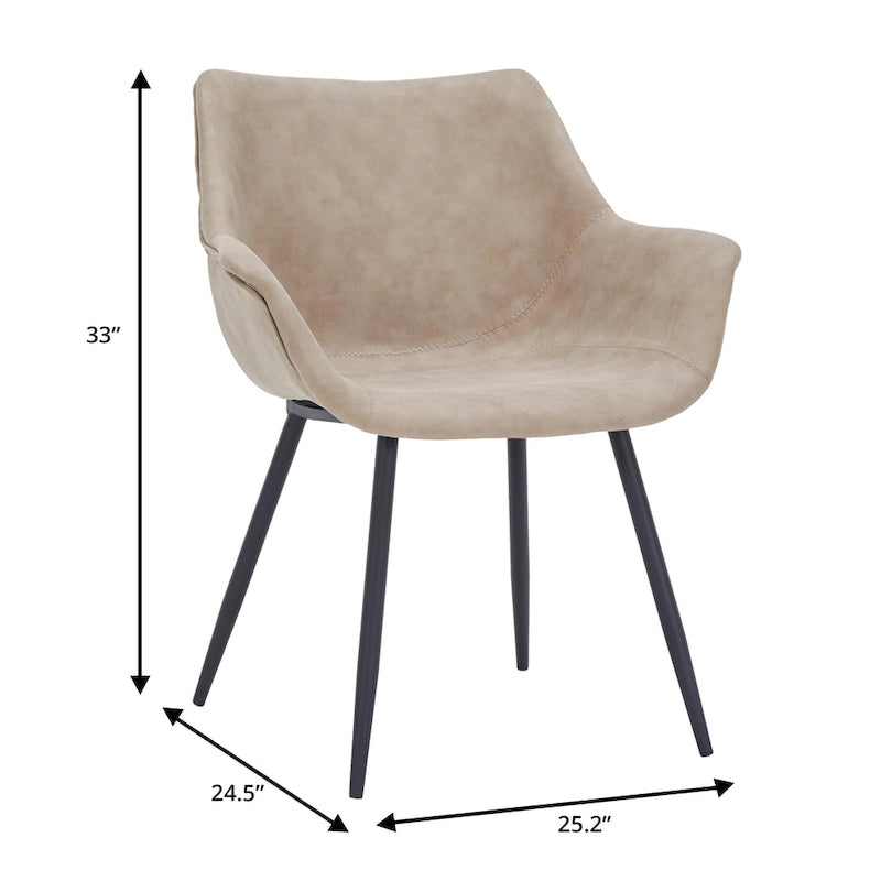 Poltroncina da pranzo con gambe in metallo, set da 2 - verde oliva - 24.5Dx25.2Wx33H