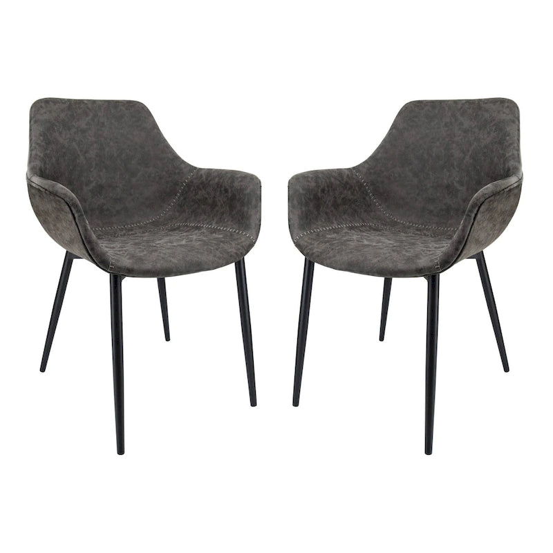 Poltroncina da pranzo con gambe in metallo, set da 2 - verde oliva - 24.5Dx25.2Wx33H