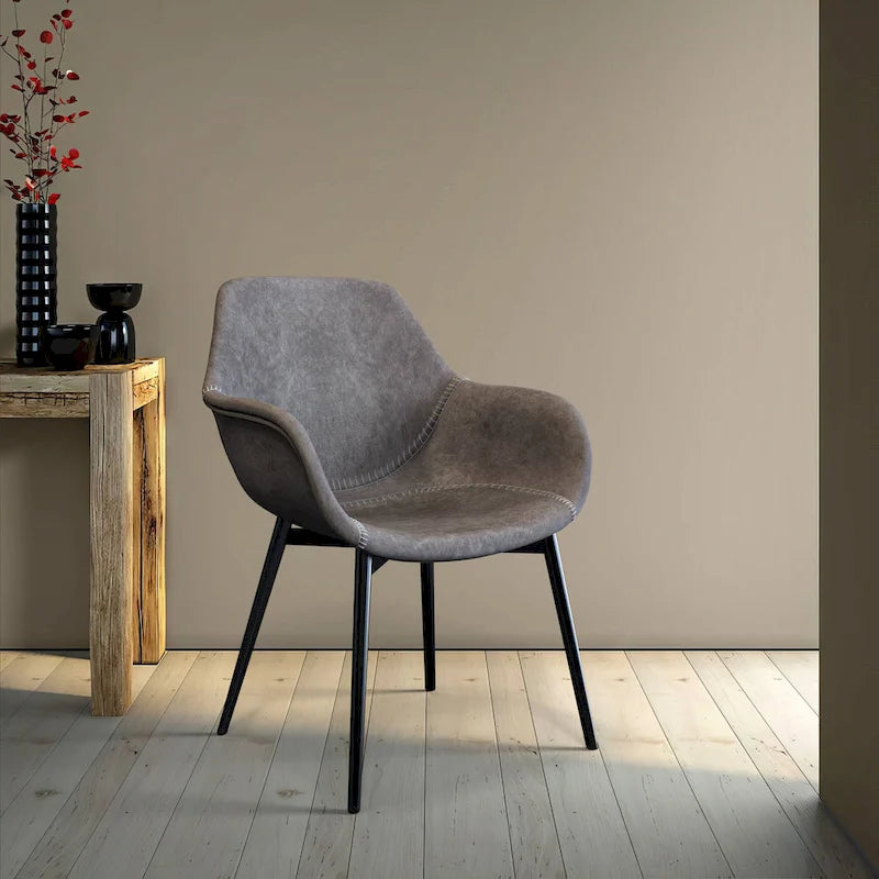 Poltroncina da pranzo con gambe in metallo, set da 2 - verde oliva - 24.5Dx25.2Wx33H