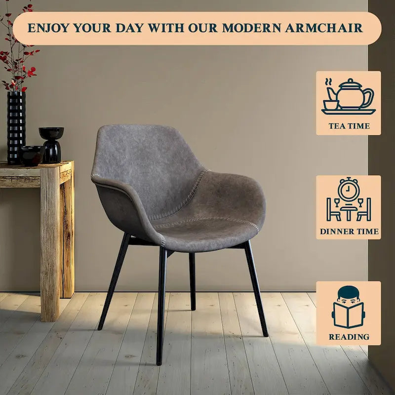 Poltroncina da pranzo con gambe in metallo, set da 2 - verde oliva - 24.5Dx25.2Wx33H