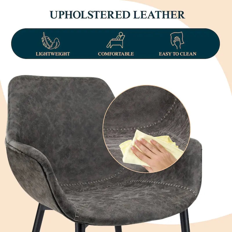Poltroncina da pranzo con gambe in metallo, set da 2 - verde oliva - 24.5Dx25.2Wx33H
