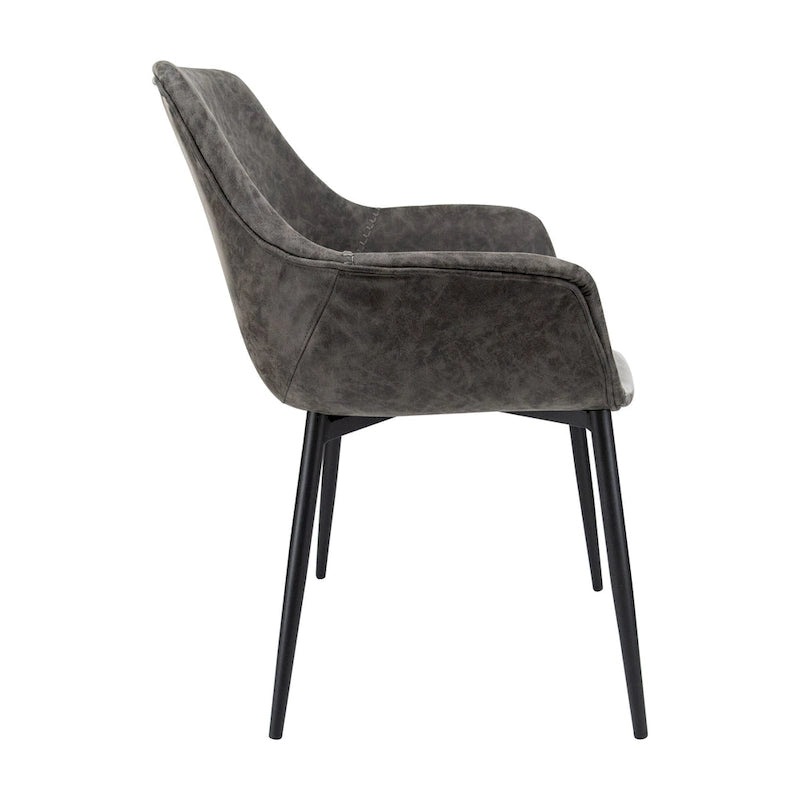Poltroncina da pranzo con gambe in metallo, set da 2 - verde oliva - 24.5Dx25.2Wx33H