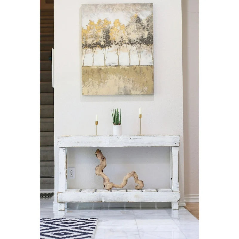 Console (White), Sturdy Console Table, Modern Accent Table for Display & Storage