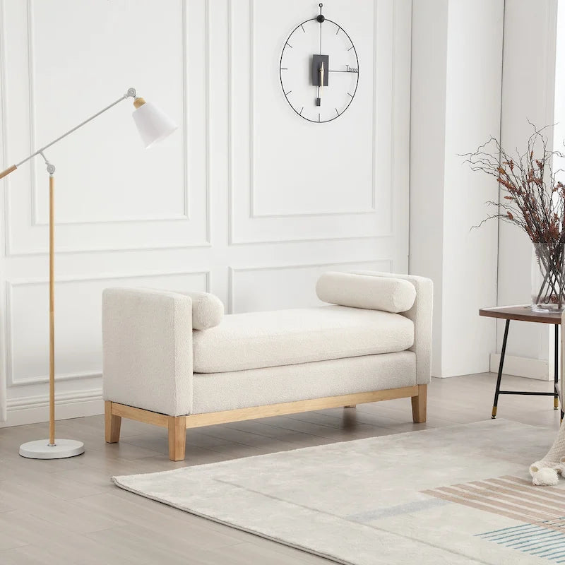 Elegant Upholstered Bench,with Wood Legs