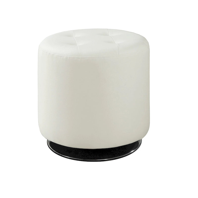 Pouf rotondo rivestito in similpelle