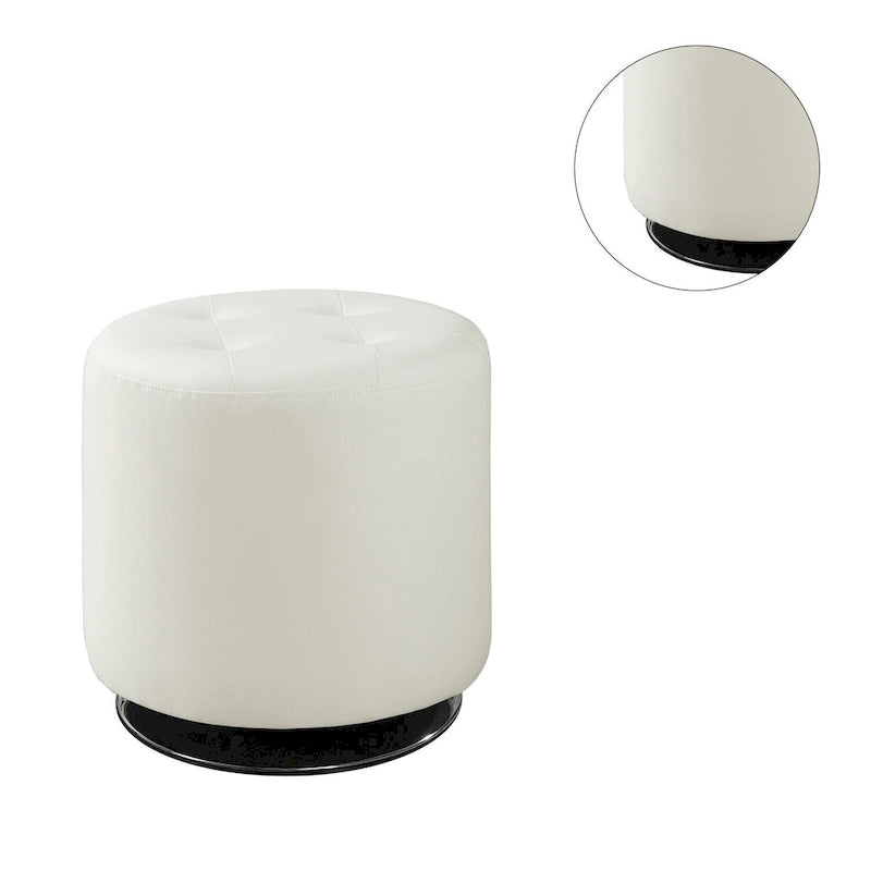 Pouf rotondo rivestito in similpelle