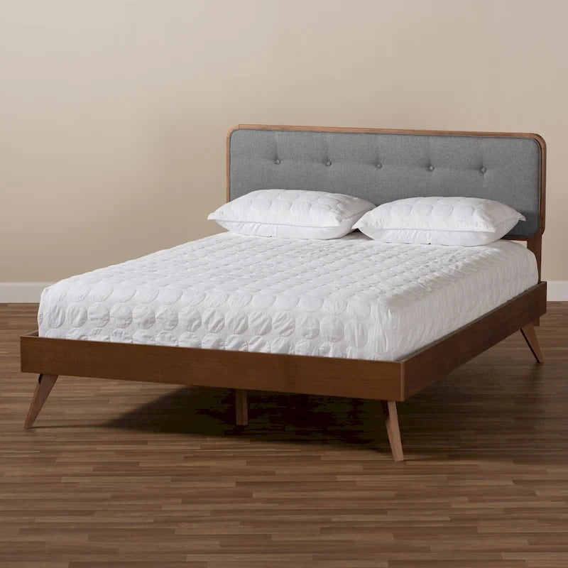 Letto a piattaforma in tessuto di metà secolo