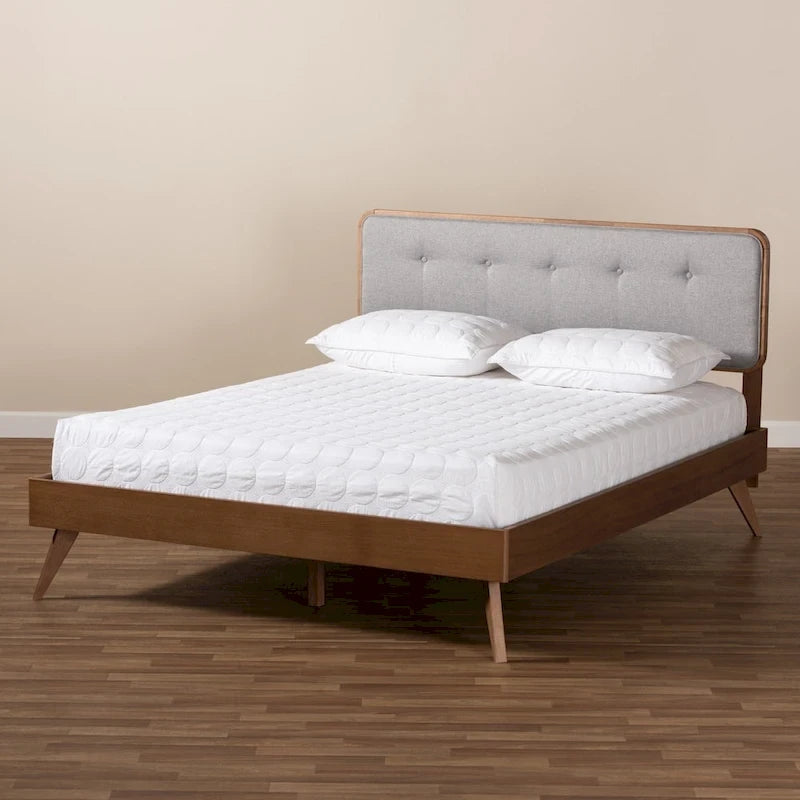 Letto a piattaforma in tessuto di metà secolo