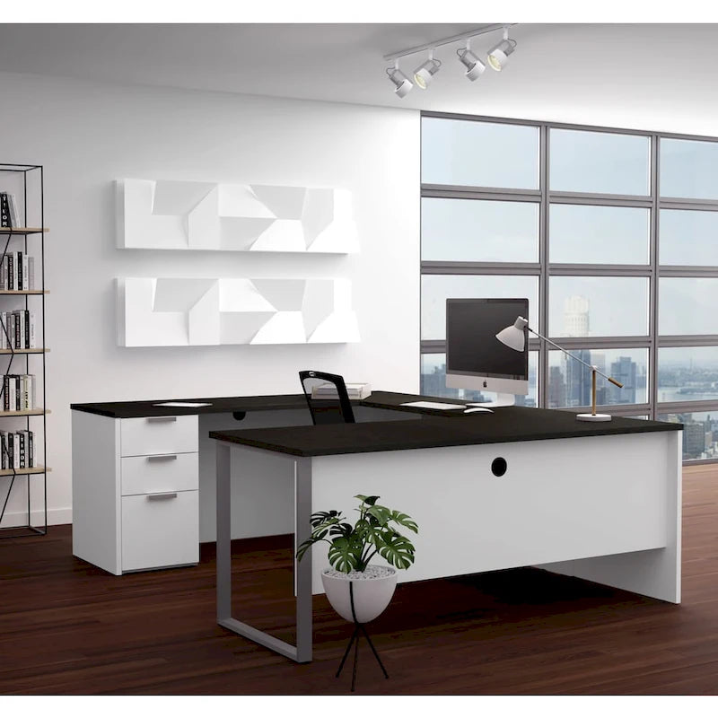 U-Desk, Large U Shaped Computer Desk, Spacious Work Surface for Home Office