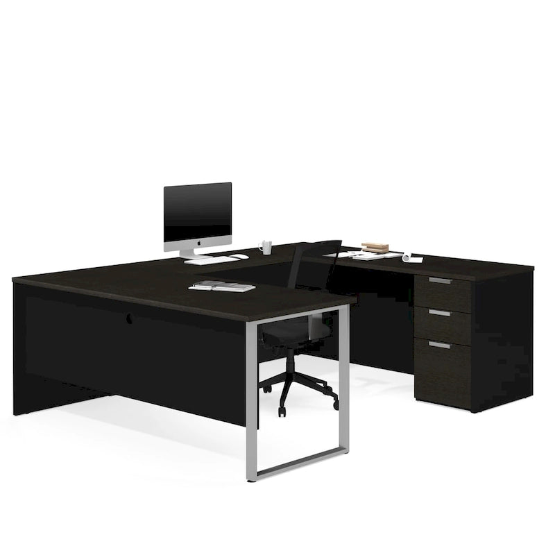 Scrivania a U, ampia scrivania per computer a forma di U, con spazioso piano di lavoro per l'ufficio domestico