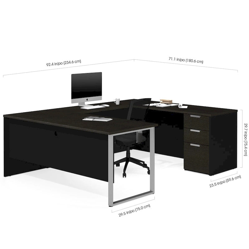 Scrivania a U, ampia scrivania per computer a forma di U, con spazioso piano di lavoro per l'ufficio domestico