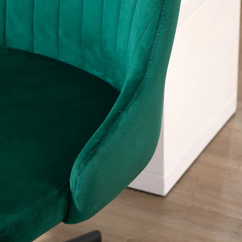 Sedia da ufficio con schienale medio, girevole, in velluto e dalla forma a conchiglia, per la scrivania di casa o della camera da letto