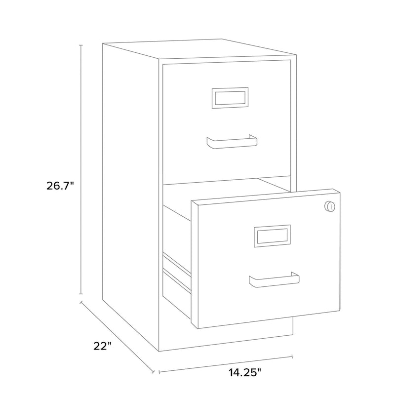 22 Deep 2-drawer Metal File Cabinet, Black