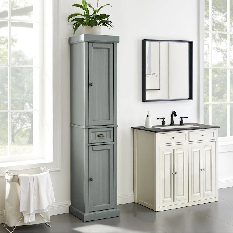 Tall Linen Cabinet, Freestanding Tall Storage Cabinet for Bathroom & Bedroom Organizing