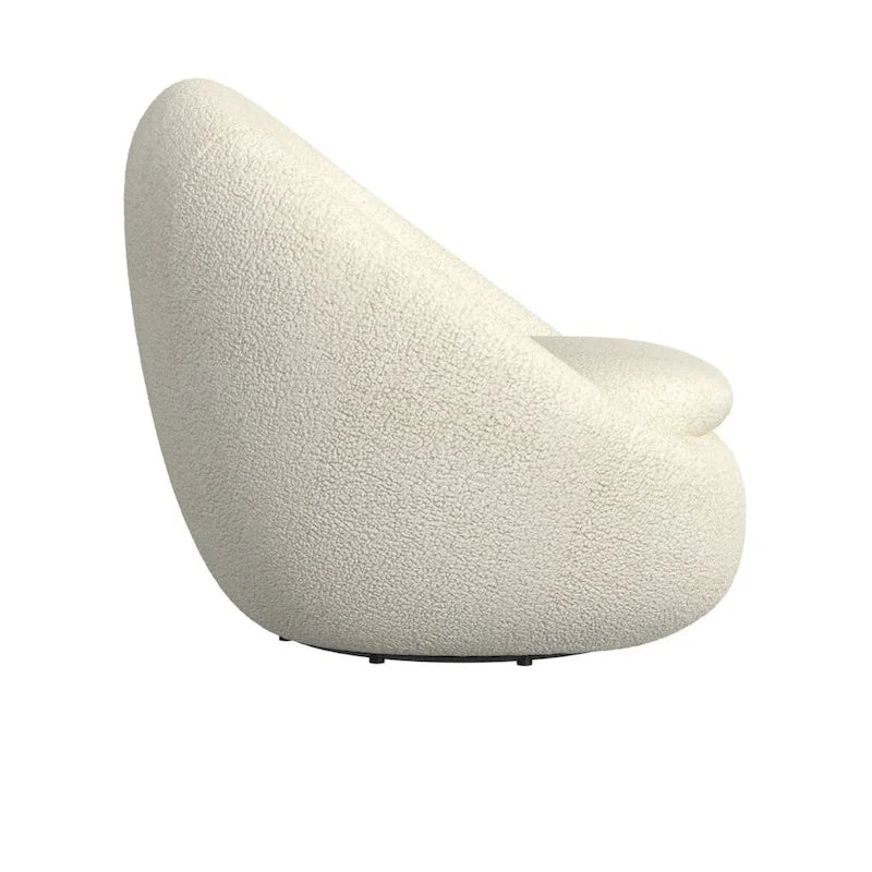 Poltrona girevole rotonda a forma di botte - Sherpa bianco