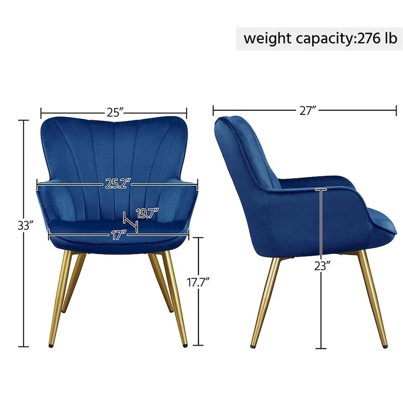 Poltroncina d'accento moderna in velluto con schienale curvo plissettato, ideale per il soggiorno