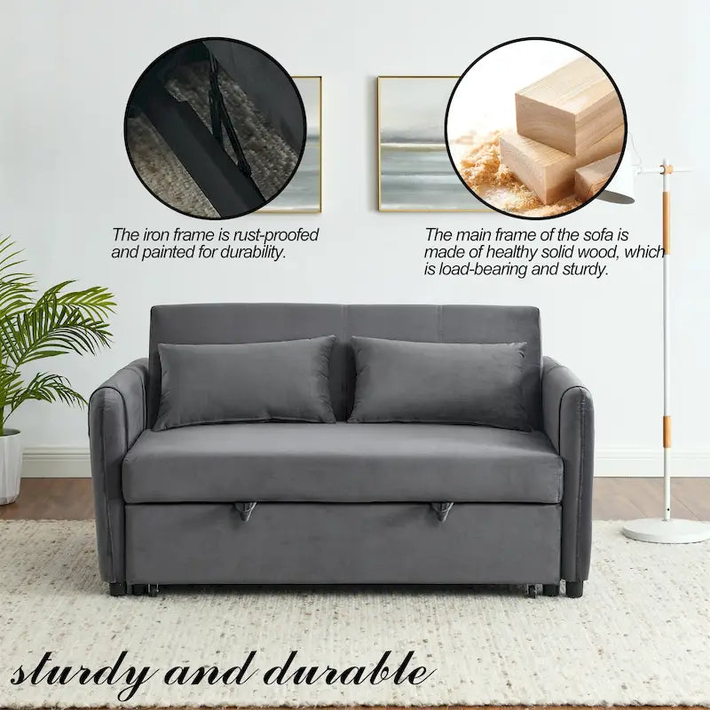 Divano letto matrimoniale in velluto versatile 3 in 1