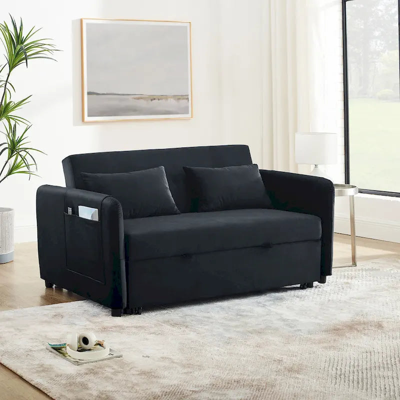 Divano letto matrimoniale in velluto versatile 3 in 1