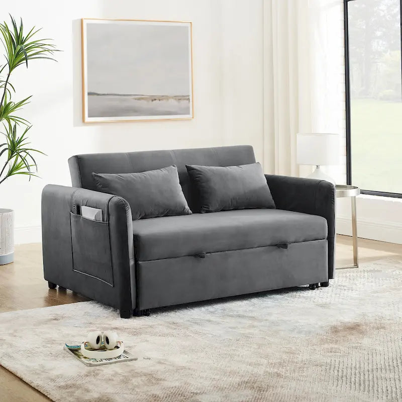 Divano letto matrimoniale in velluto versatile 3 in 1