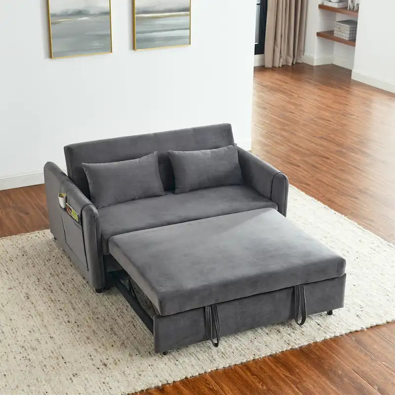 3-in-1 Versatile Velvet Double Sofa with Pullout Bed