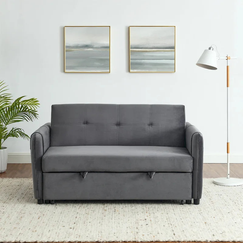 3-in-1 Versatile Velvet Double Sofa with Pullout Bed