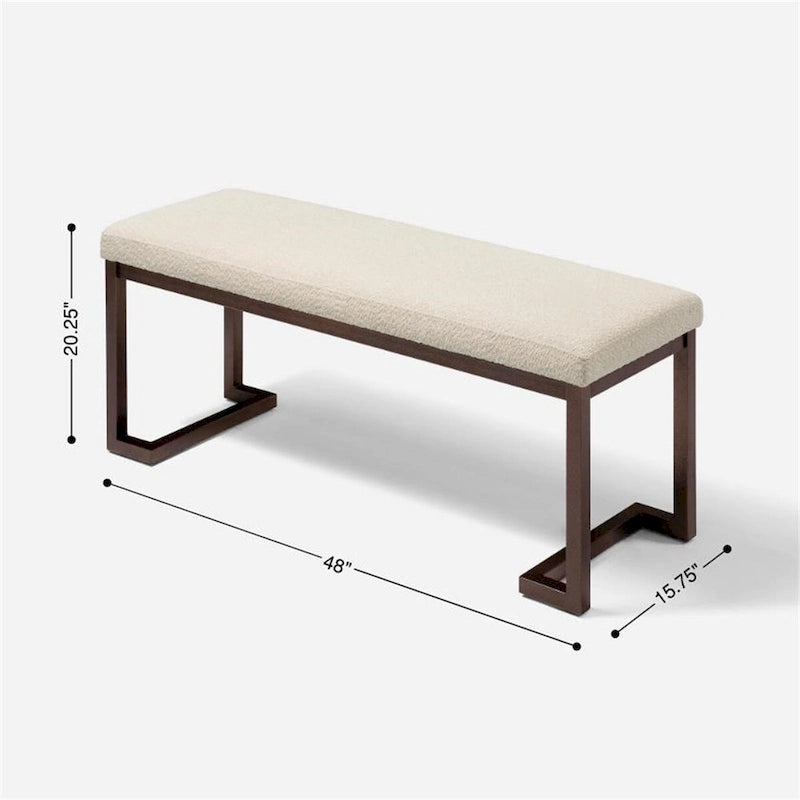Panca dal design contemporaneo in tessuto bouclé