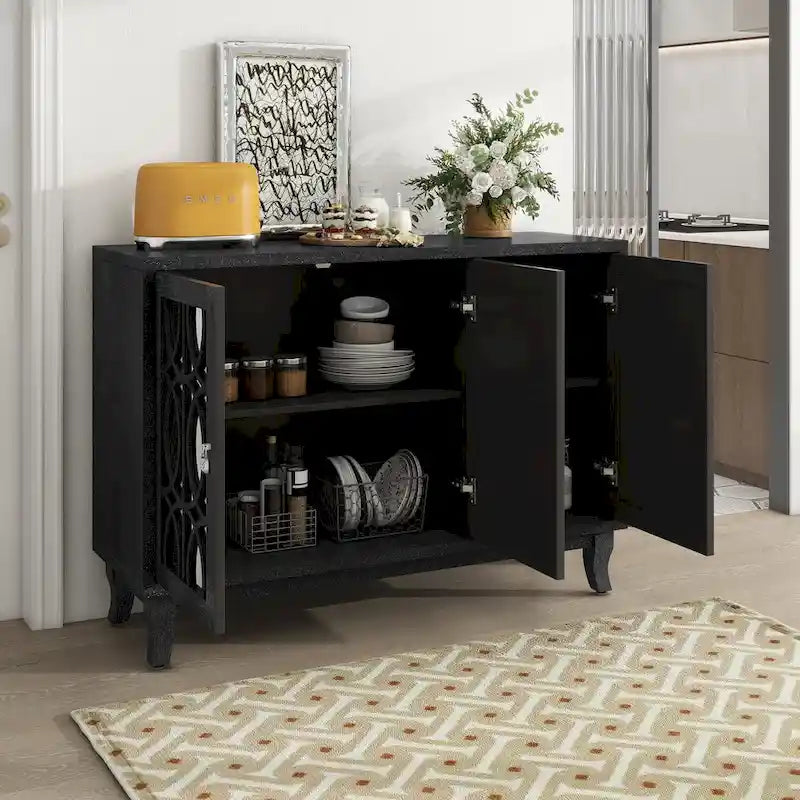 Credenza con mobile buffet a 3 ante a specchio